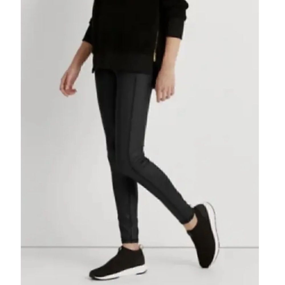 LAUREN RALPH LAUREN Coated Jersey Leggings Tights Black Sz S Small - Picture 5 of 11